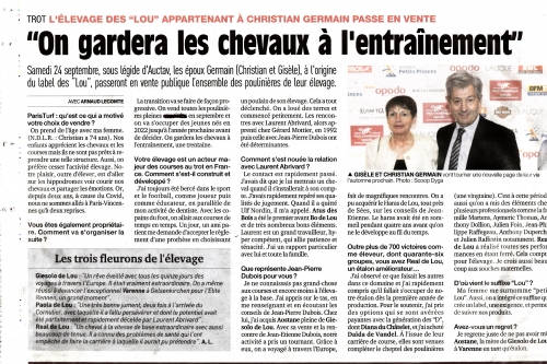 Ventes de l'intégralité des poulinières du HARAS DE...